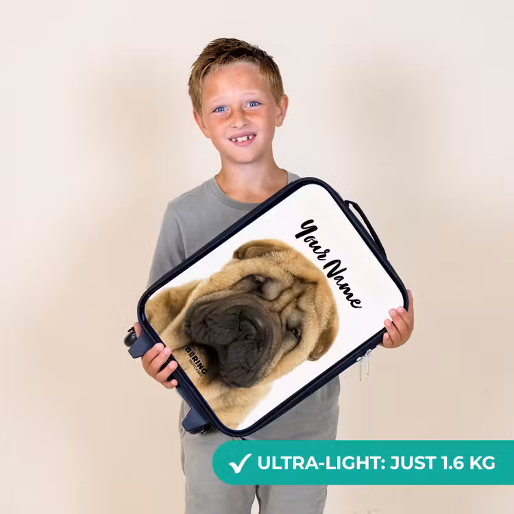 Hondje met Boos Hoofd Kinderkoffer - Zwart klein -sfeer4_UK