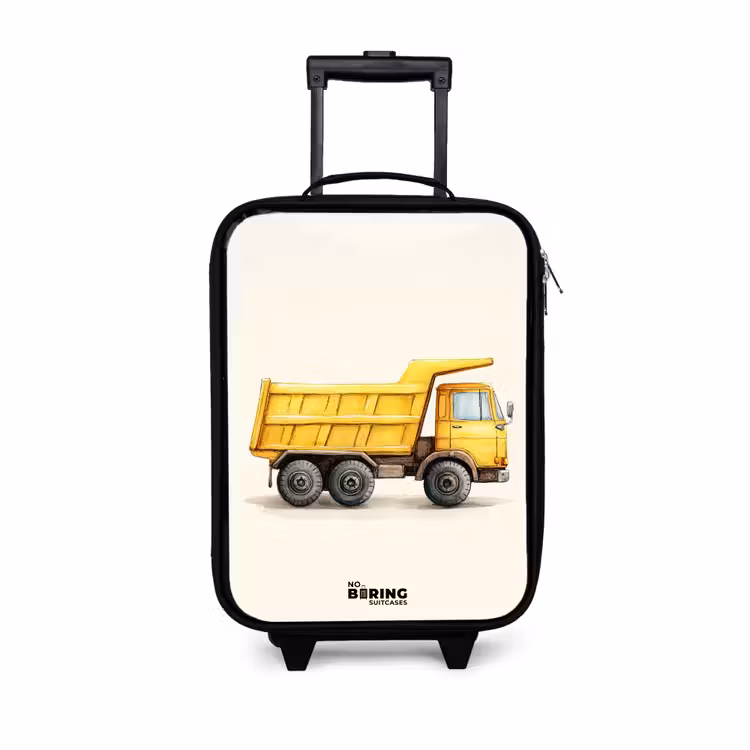 Kiepwagen - Getekend - Geel Kinderkoffer - Zwart klein -3d