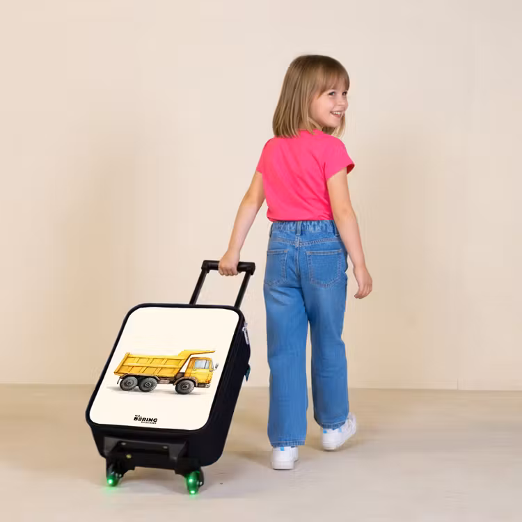 Kiepwagen - Getekend - Geel Kinderkoffer - Zwart klein -sfeer1