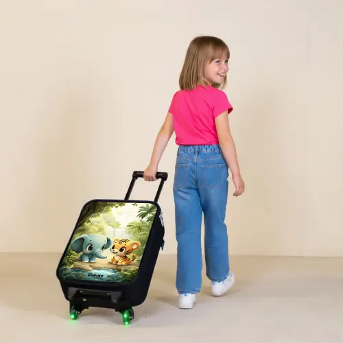 Olifant - Tijger - Bos - Jungle Kinderkoffer - Zwart klein -sfeer1