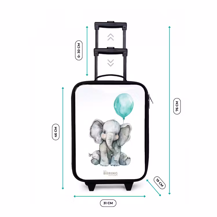 Olifant met blauwe ballon Kinderkoffer - Zwart klein -productfoto_formaten