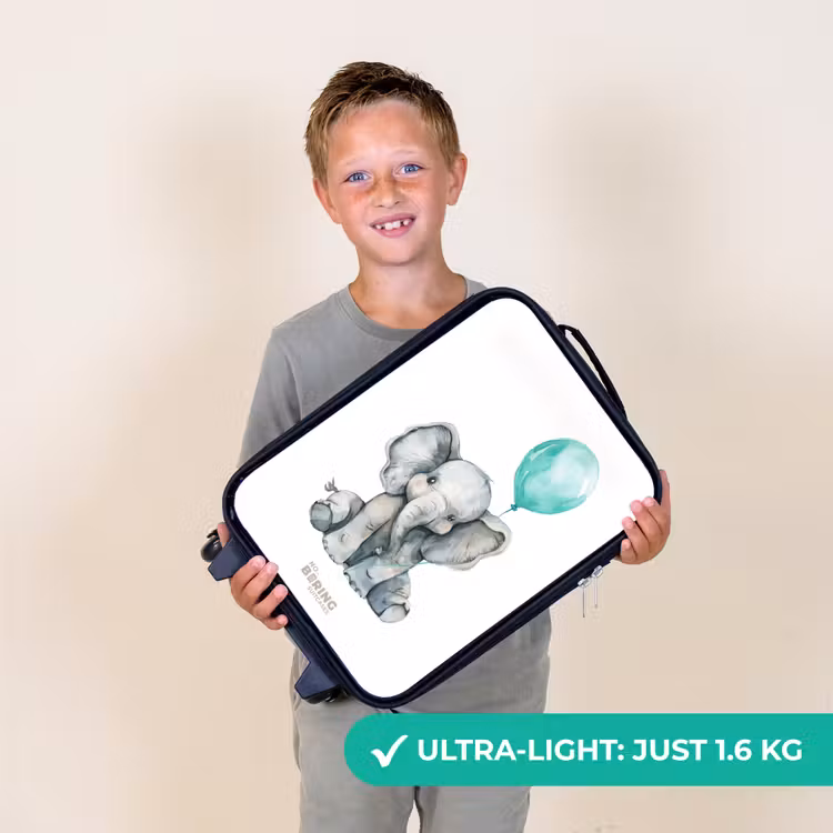 Olifant met blauwe ballon Kinderkoffer - Zwart klein -sfeer4_UK