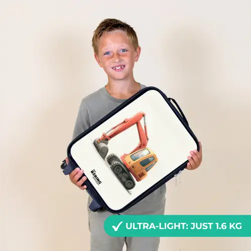 Graafmachine - Getekend - Oranje Kinderkoffer - Zwart klein -sfeer4_UK