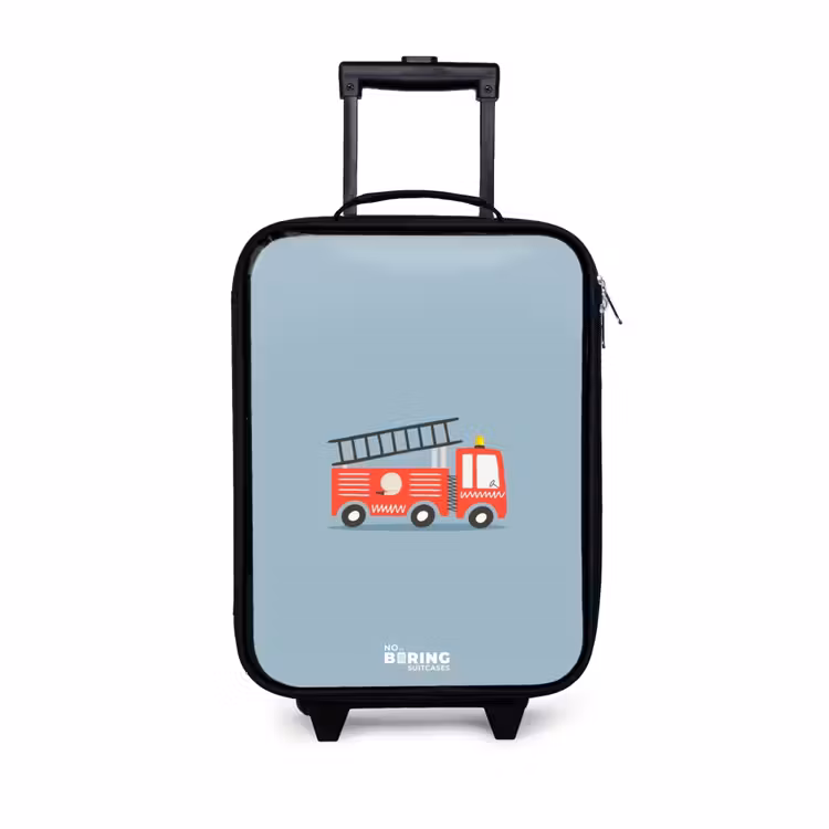 Brandweerauto blauwe achtergrond Kinderkoffer - Zwart klein -3d