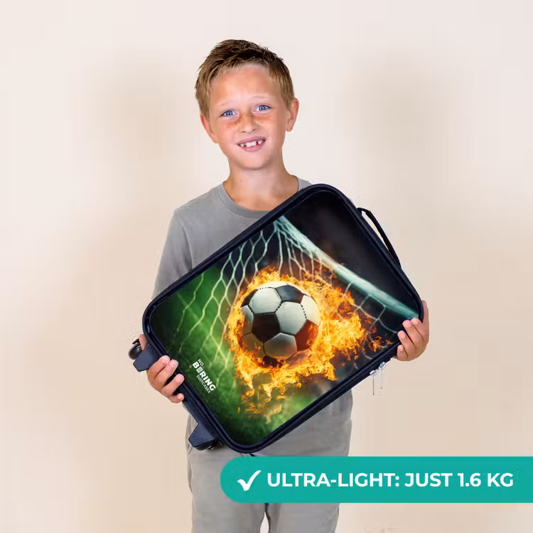 Vuurvoetbal in doelnet vastgelegd Kinderkoffer - Zwart klein -sfeer4_UK