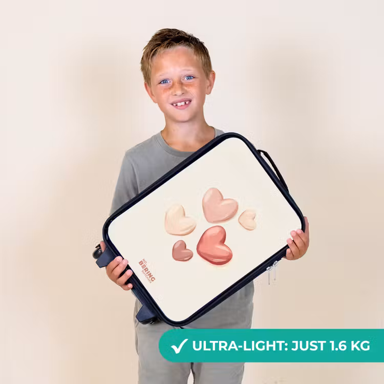 Zwevende harten in zachte rode en roze tinten Kinderkoffer - Zwart klein -sfeer4_UK
