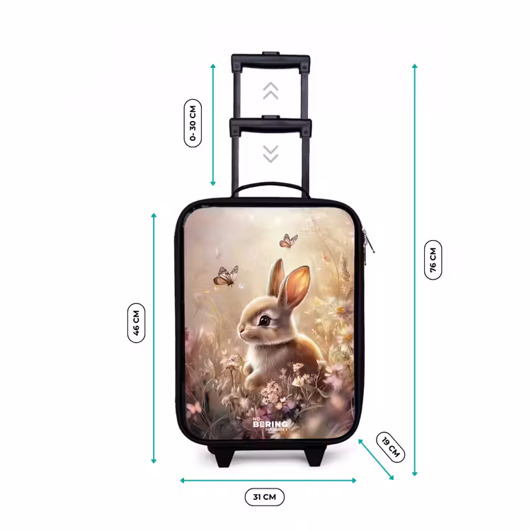 Bloemen - Bruin - Konijntje - Vlinder Kinderkoffer - Zwart klein -productfoto_formaten