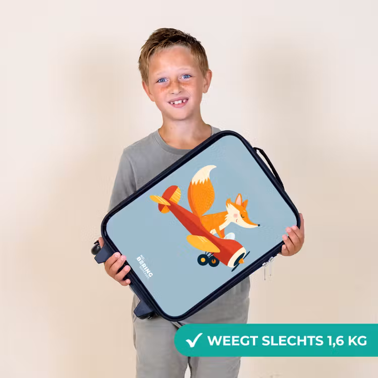 Vos - Vliegtuig - Vliegen Kinderkoffer - Zwart klein -sfeer4_NL