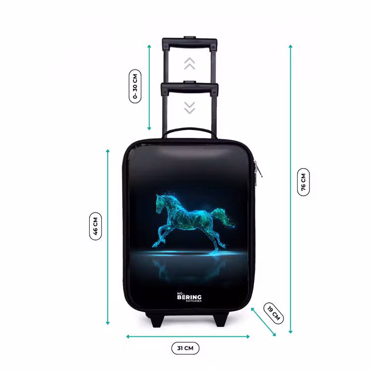Futuristisch galopperend paard Kinderkoffer - Zwart klein -productfoto_formaten