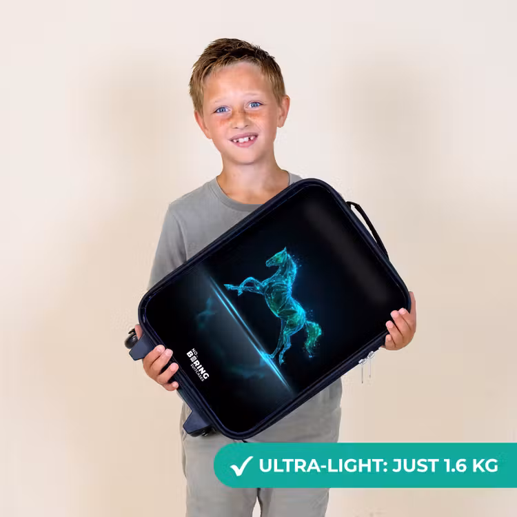 Futuristisch galopperend paard Kinderkoffer - Zwart klein -sfeer4_UK
