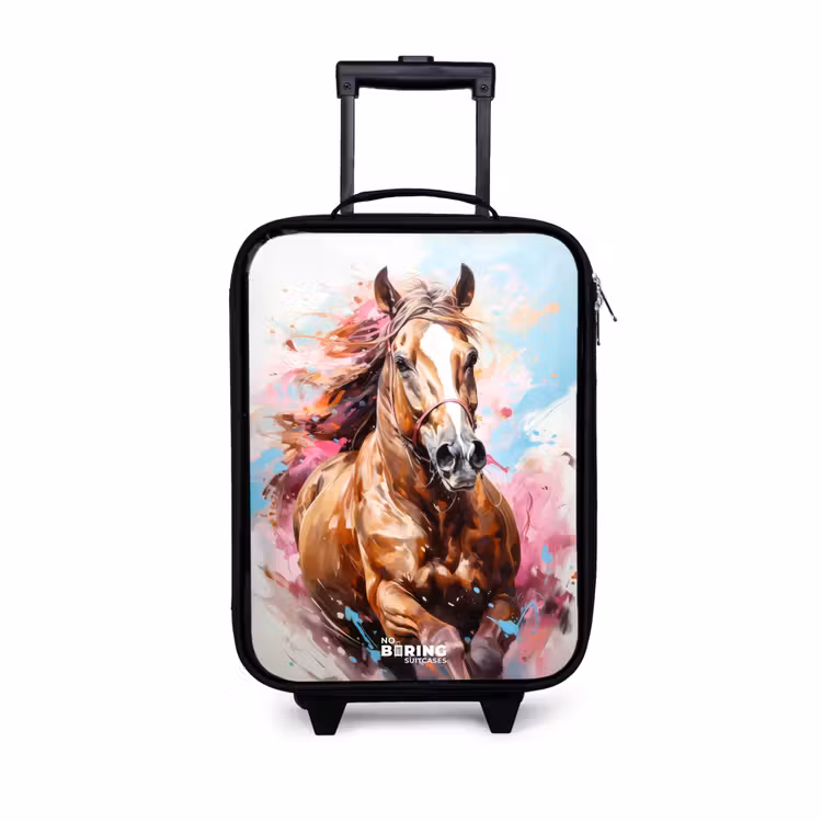 Galopperend paard met kleurrijke achtergrond Kinderkoffer - Zwart klein -3d