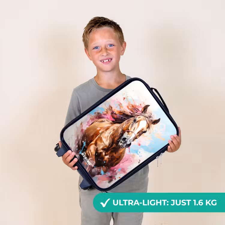Galopperend paard met kleurrijke achtergrond Kinderkoffer - Zwart klein -sfeer4_UK