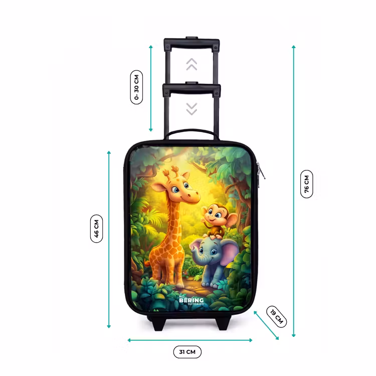 Giraf, olifant en aapje in het bos Kinderkoffer - Zwart klein -productfoto_formaten
