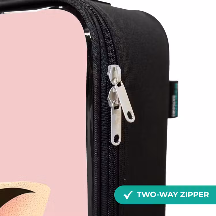 Giraffe - Wimpers - Minimalistisch - Roze Kinderkoffer - Zwart klein -rits_UK