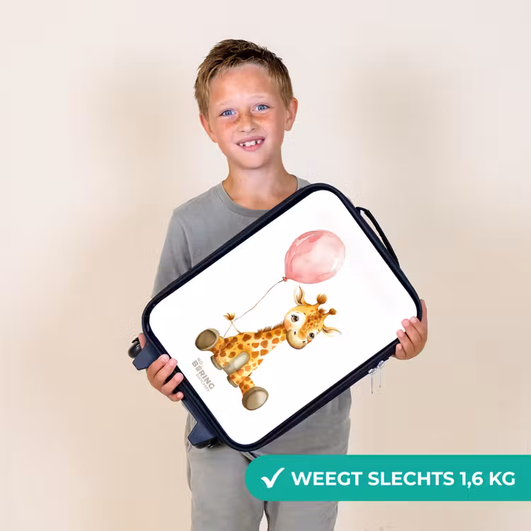 Giraffe met roze ballon Kinderkoffer - Zwart klein -sfeer4_NL