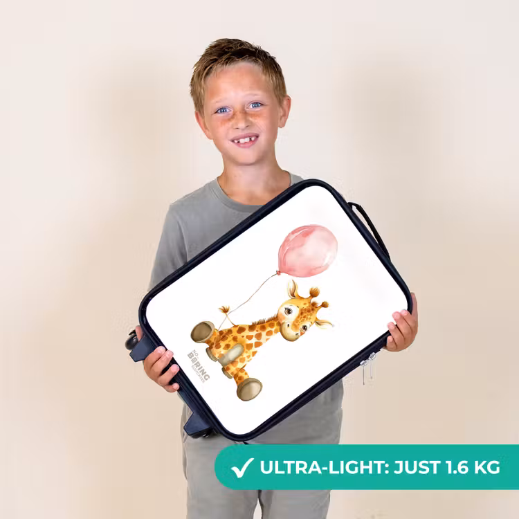 Giraffe met roze ballon Kinderkoffer - Zwart klein -sfeer4_UK