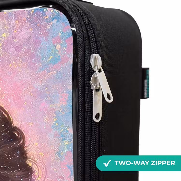 Meisje - Eenhoorn - Glitter Kinderkoffer - Zwart klein -rits_UK