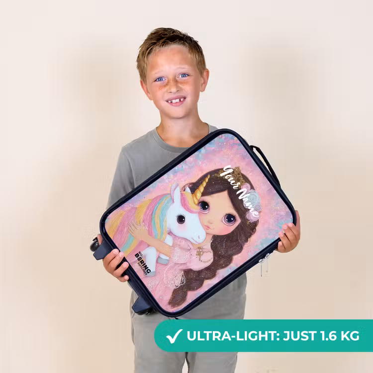 Meisje - Eenhoorn - Glitter Kinderkoffer - Zwart klein -sfeer4_UK