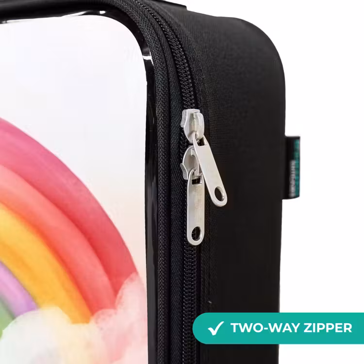 Meisje met paarse draak onder regenboog Kinderkoffer - Zwart klein -rits_UK