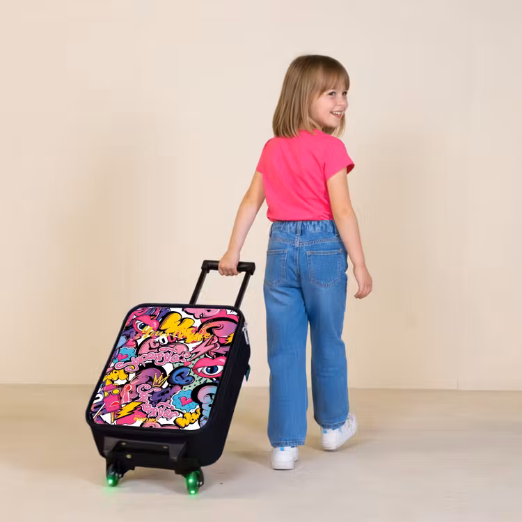 Girly graffiti Kinderkoffer - Zwart klein -sfeer1