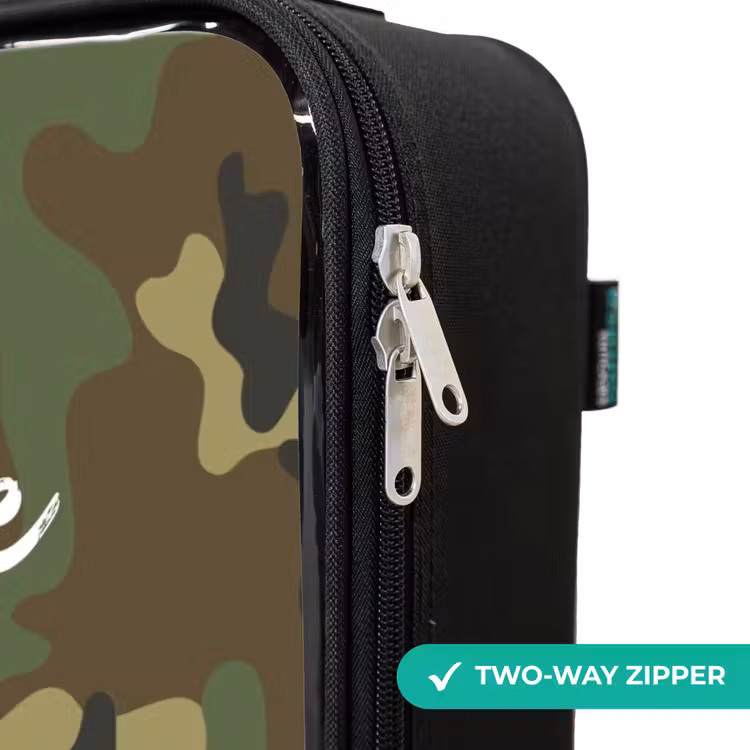 Groene camouflage met zandkleur Kinderkoffer - Zwart klein -rits_UK