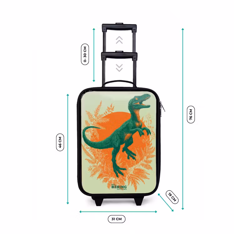 Groene dino tussen varens Kinderkoffer - Zwart klein -productfoto_formaten