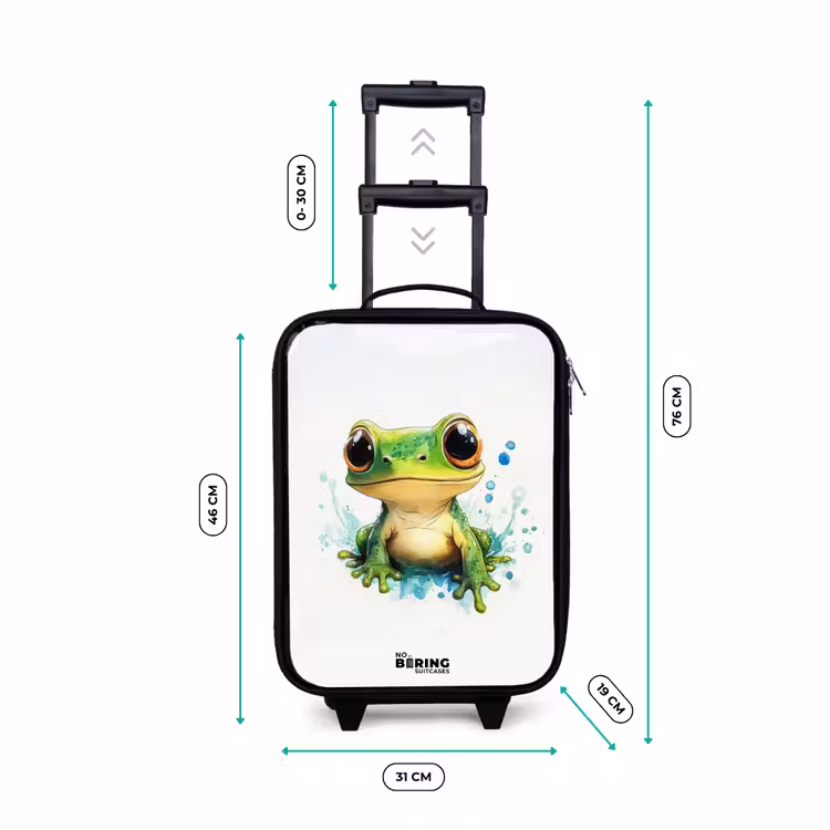 Groene kikker met grote ogen op witte achtergrond Kinderkoffer - Zwart klein -productfoto_formaten