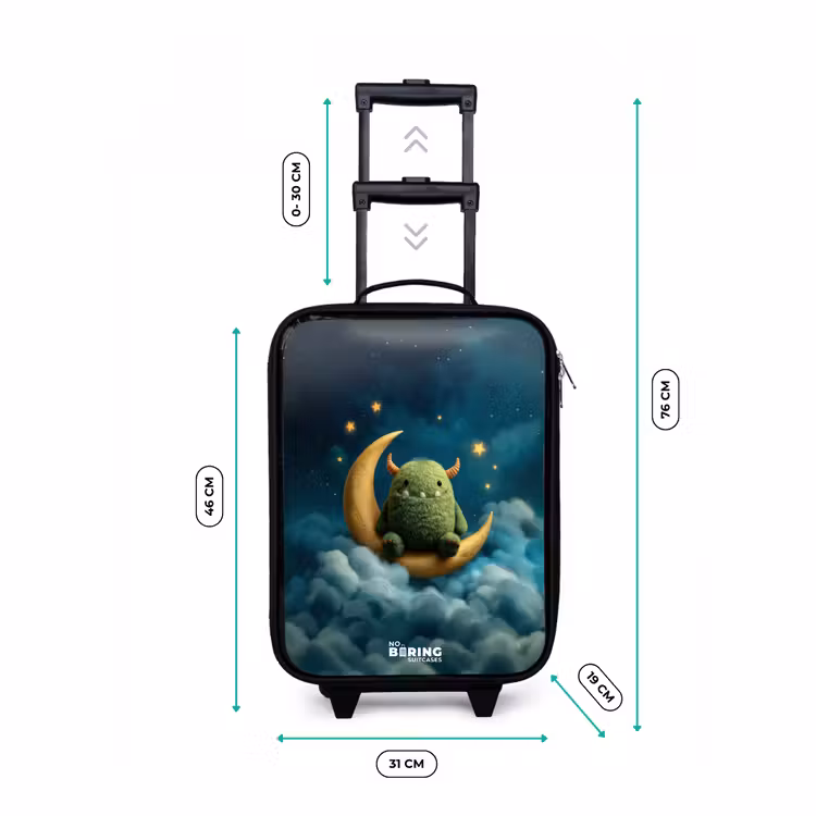 Groen monster op maansikkel Kinderkoffer - Zwart klein -productfoto_formaten