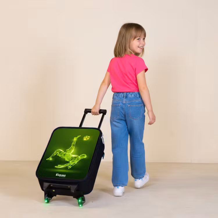 Groene neon omhaal in actie Kinderkoffer - Zwart klein -sfeer1