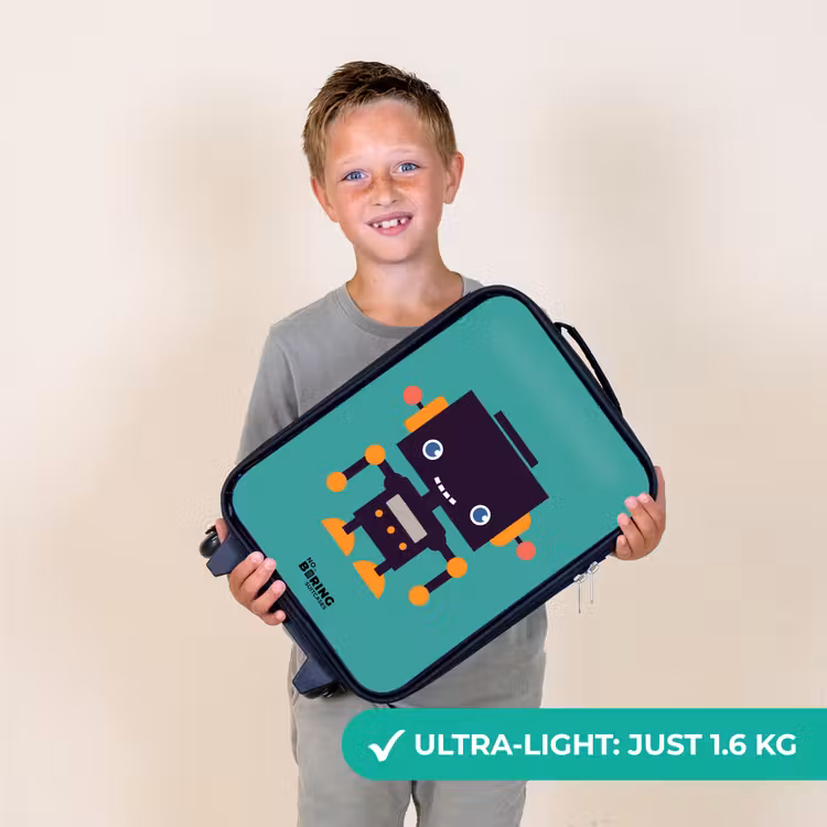 Groene robot Kinderkoffer - Zwart klein -sfeer4_UK