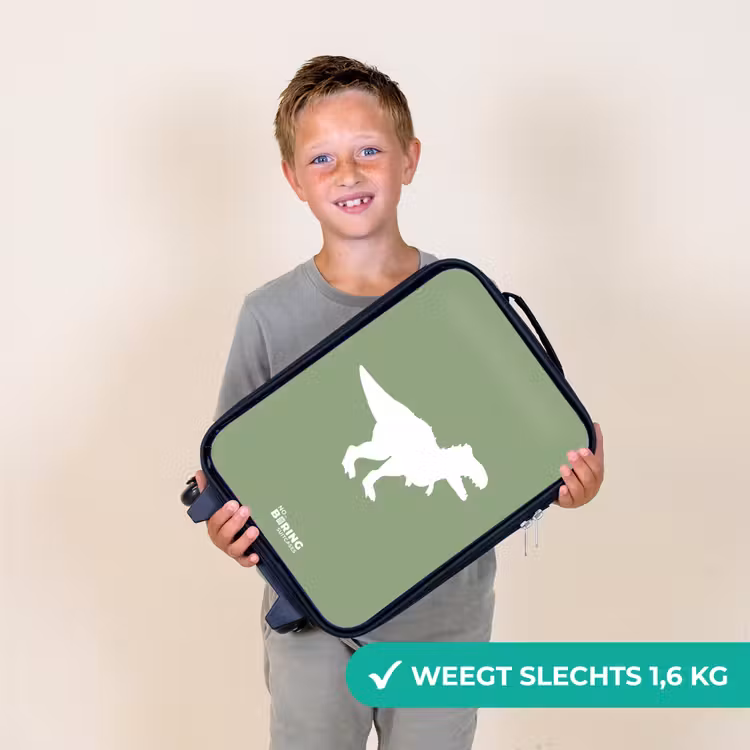 Groen met T-rex dino Kinderkoffer - Zwart klein -sfeer4_NL