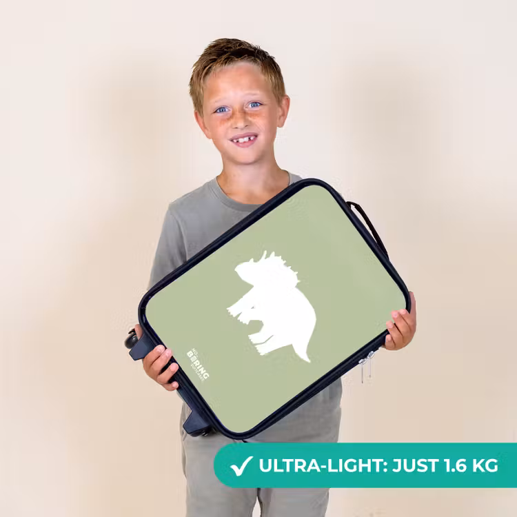 Groen met Triceratops dino Kinderkoffer - Zwart klein -sfeer4_UK