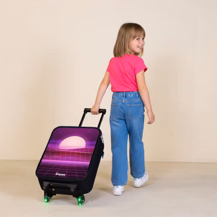 Rasterlandschap met zon Kinderkoffer - Zwart klein -sfeer1