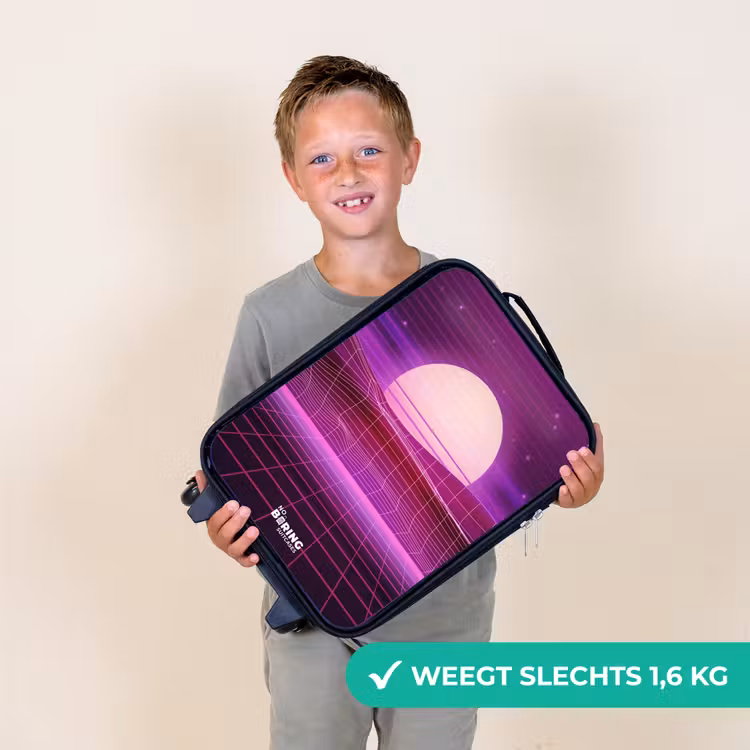 Rasterlandschap met zon Kinderkoffer - Zwart klein -sfeer4_NL
