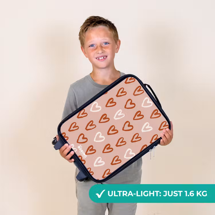 Hartjes patroon in roze en wit Kinderkoffer - Zwart klein -sfeer4_UK