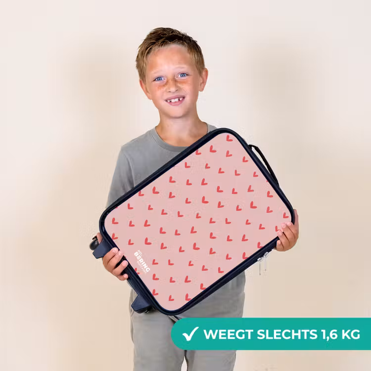 Hartjespatroon met roze kleuren Kinderkoffer - Zwart klein -sfeer4_NL