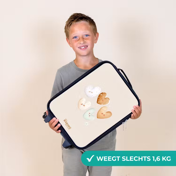 Hartjes in zachte beige tinten Kinderkoffer - Zwart klein -sfeer4_NL