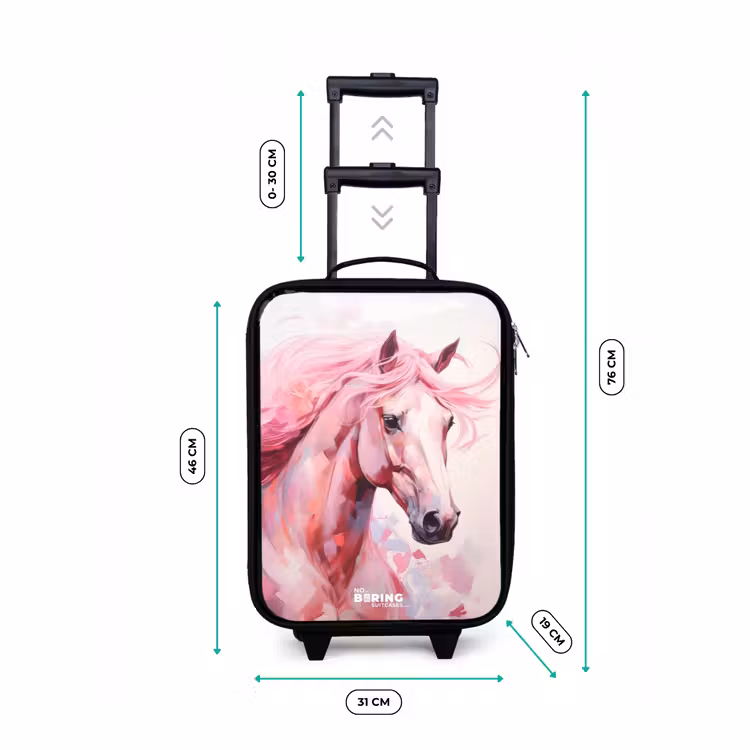 Paard in roze pastelkleuren Kinderkoffer - Zwart klein -productfoto_formaten
