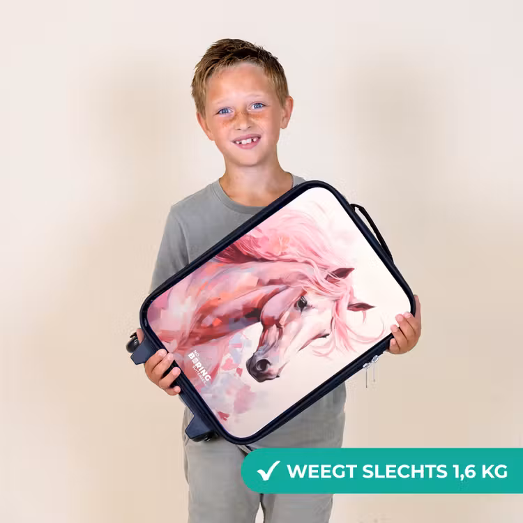 Paard in roze pastelkleuren Kinderkoffer - Zwart klein -sfeer4_NL