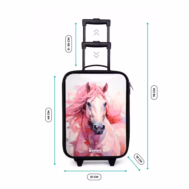Paard in roze pastel tinten Kinderkoffer - Zwart klein -productfoto_formaten