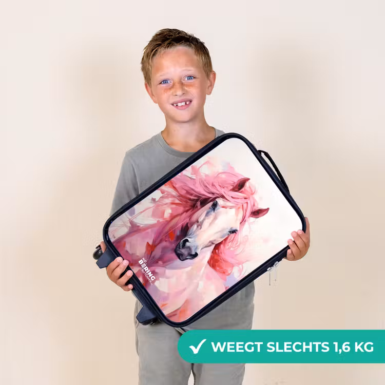 Paard in roze pastel tinten Kinderkoffer - Zwart klein -sfeer4_NL