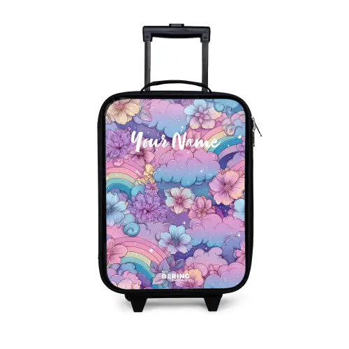 Illustratie van wolken, regenbogen en bloemen Kinderkoffer - Zwart klein -3d