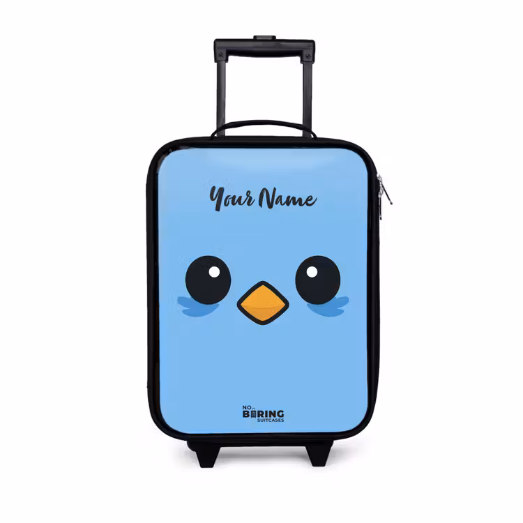 Kawai - Vogel - Blauw Kinderkoffer - Zwart klein -3d