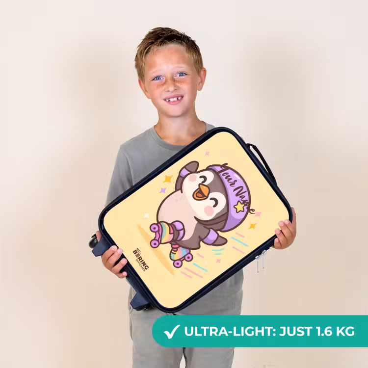 Kawai - Pinguin - Rolschaatsen Kinderkoffer - Zwart klein -sfeer4_UK