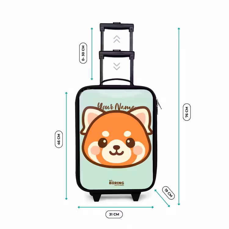 Kawai - Rode panda - Groen Kinderkoffer - Zwart klein -productfoto_formaten
