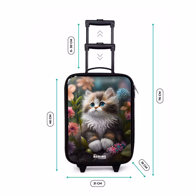 Kitten tussen bloemen Kinderkoffer - Zwart klein -productfoto_formaten