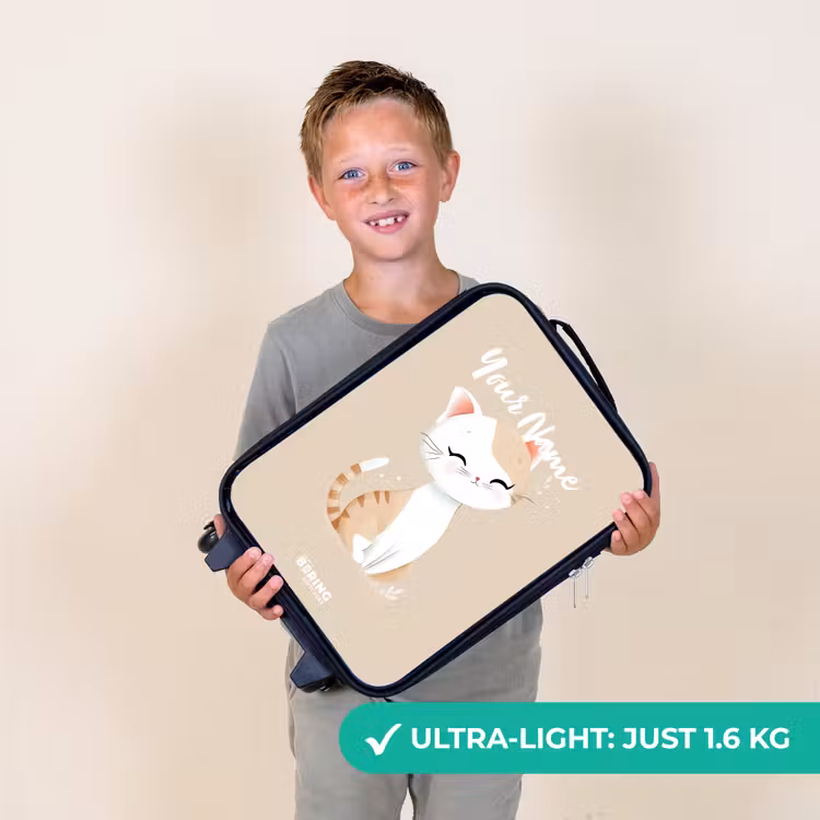 Kitten in de kleuren beige en wit Kinderkoffer - Zwart klein -sfeer4_UK