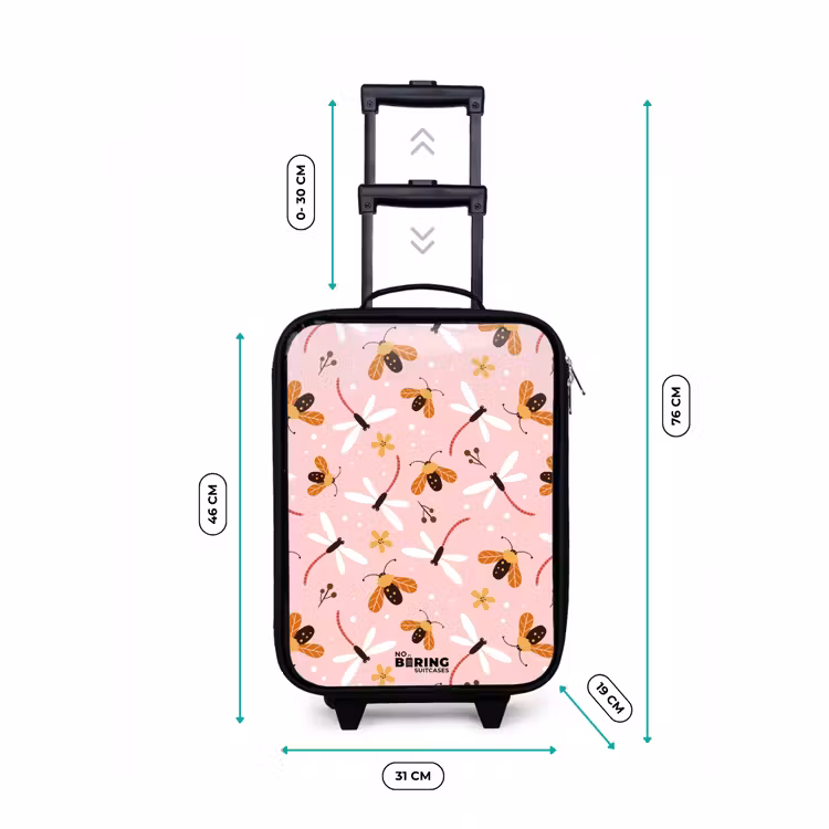 Lieveheersbeestjes en libellen op roze achtergrond Kinderkoffer - Zwart klein -productfoto_formaten