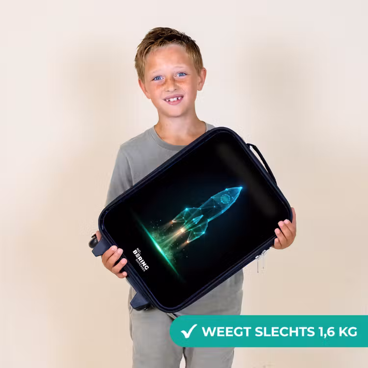 Lancerende raket in neonstijl Kinderkoffer - Zwart klein -sfeer4_NL