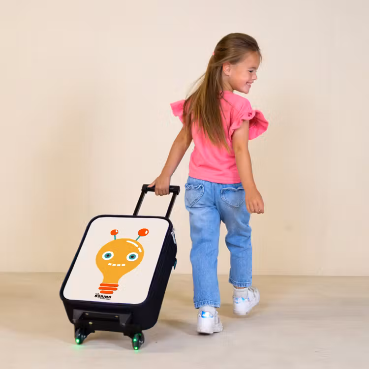 Gloeilamp robot met grote ogen Kinderkoffer - Zwart klein -sfeer1